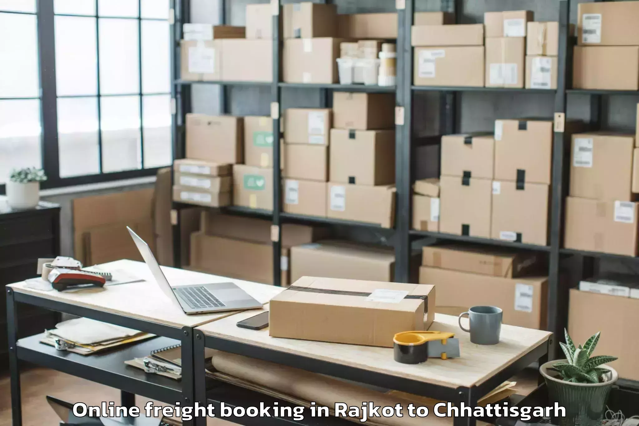 Book Rajkot to Ramanujganj Online Freight Booking Online